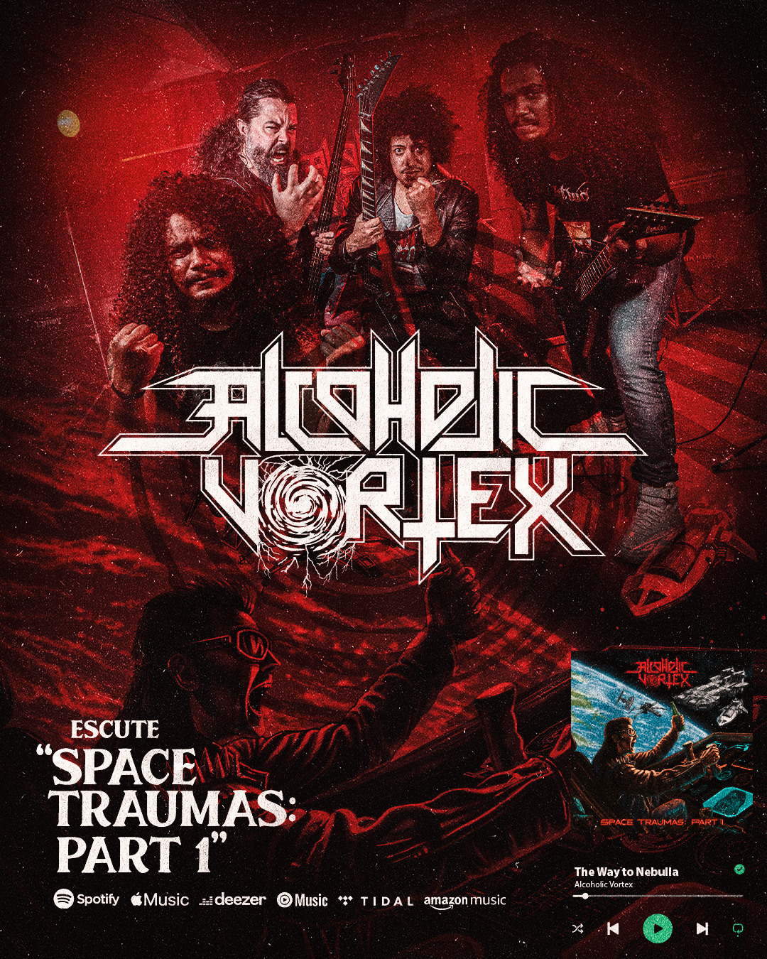 O trabalho de estreia da banda ALCOHOLIC VORTEX, intitulado “Space Traumas Part I: The Alcoholic Menace”, tem conquistado destaque entre os amantes do Thrash Metal e a imprensa especializada.